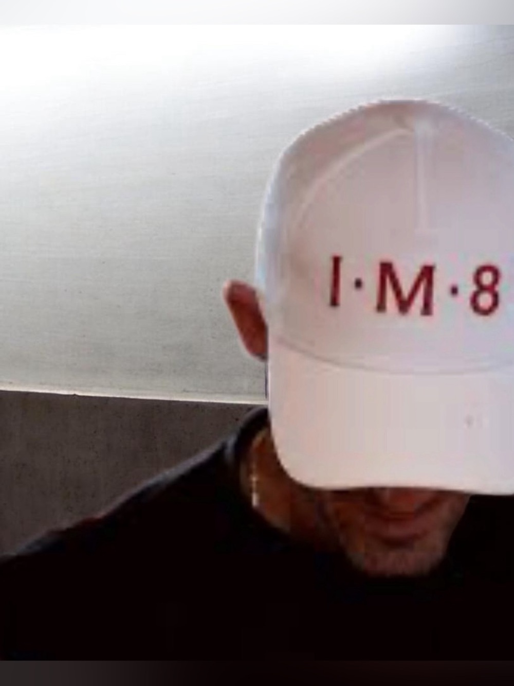 White Baseball Cap with Red 'I·M·8' Embroidery David Beckham
